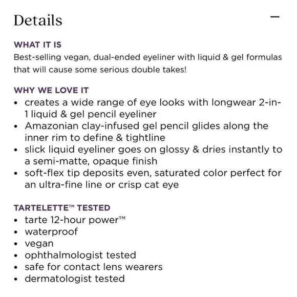 🌷 Tarte Double Take Black Eyeliner New Full sz - Picture 7 of 8